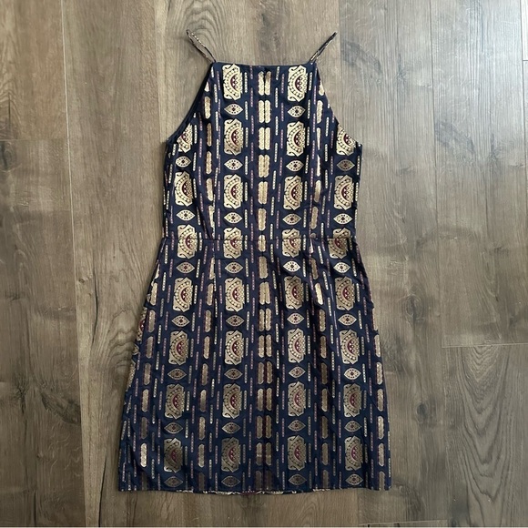 NWT Tory Burch Strappy Metallic Jacquard Mini Dress - Size 6 - Picture 8 of 13